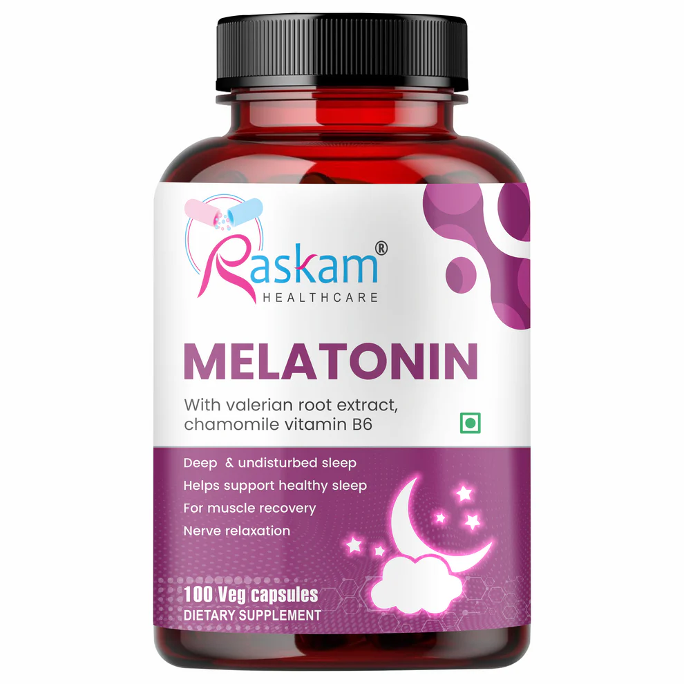 Raskam Melatonin 5mg- 100 capsules- Promotes Sleep and Relaxation