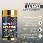 Vitaminnica Vita Breathe Lung Detox Capsules - Respiratory Support & Lung Detox Cleanse, 60 Veg Count