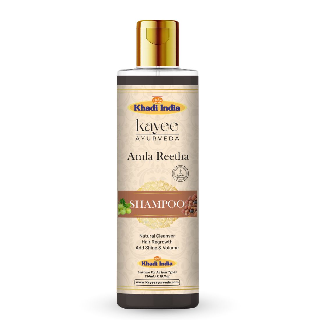 Kayee Ayurveda Amla Reetha Hair Shampoo for Strong & Healthy-Looking Hair | Herbal Shampoo for Scalp & Hair Care | Amla & Reetha Formula for Gentle Cleansing, Hair Conditioning, Softness & Healthy-Looking Shine | 210 ml