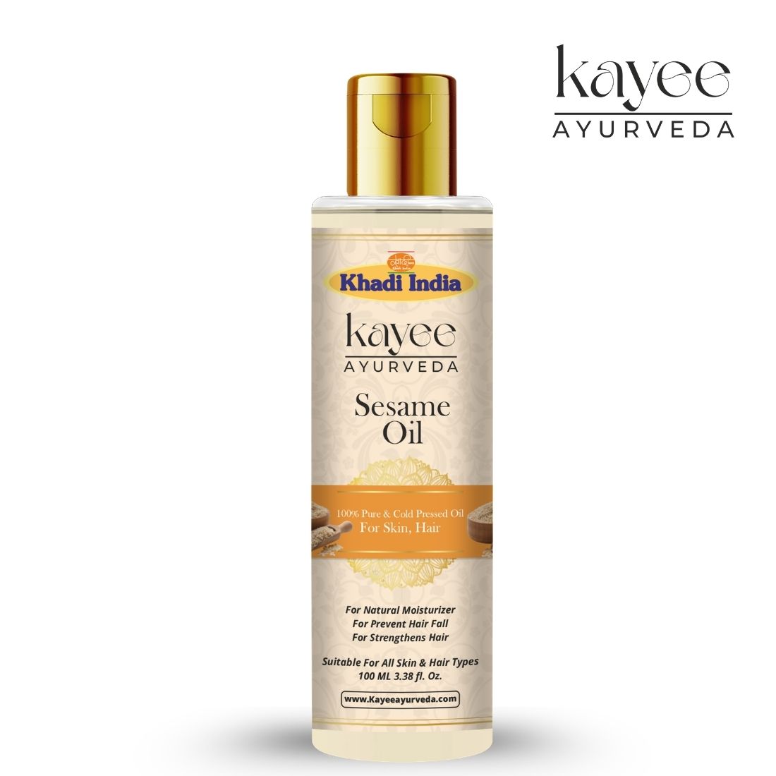 Kayee Ayurveda Sesame Oil for Hair & Skin | Natural Sesame Oil for Scalp & Hair Nourishment, Dry Skin Moisturization, Hair Conditioning, Softness, Smoothness & Healthy-Looking Natural Shine | 100 ml