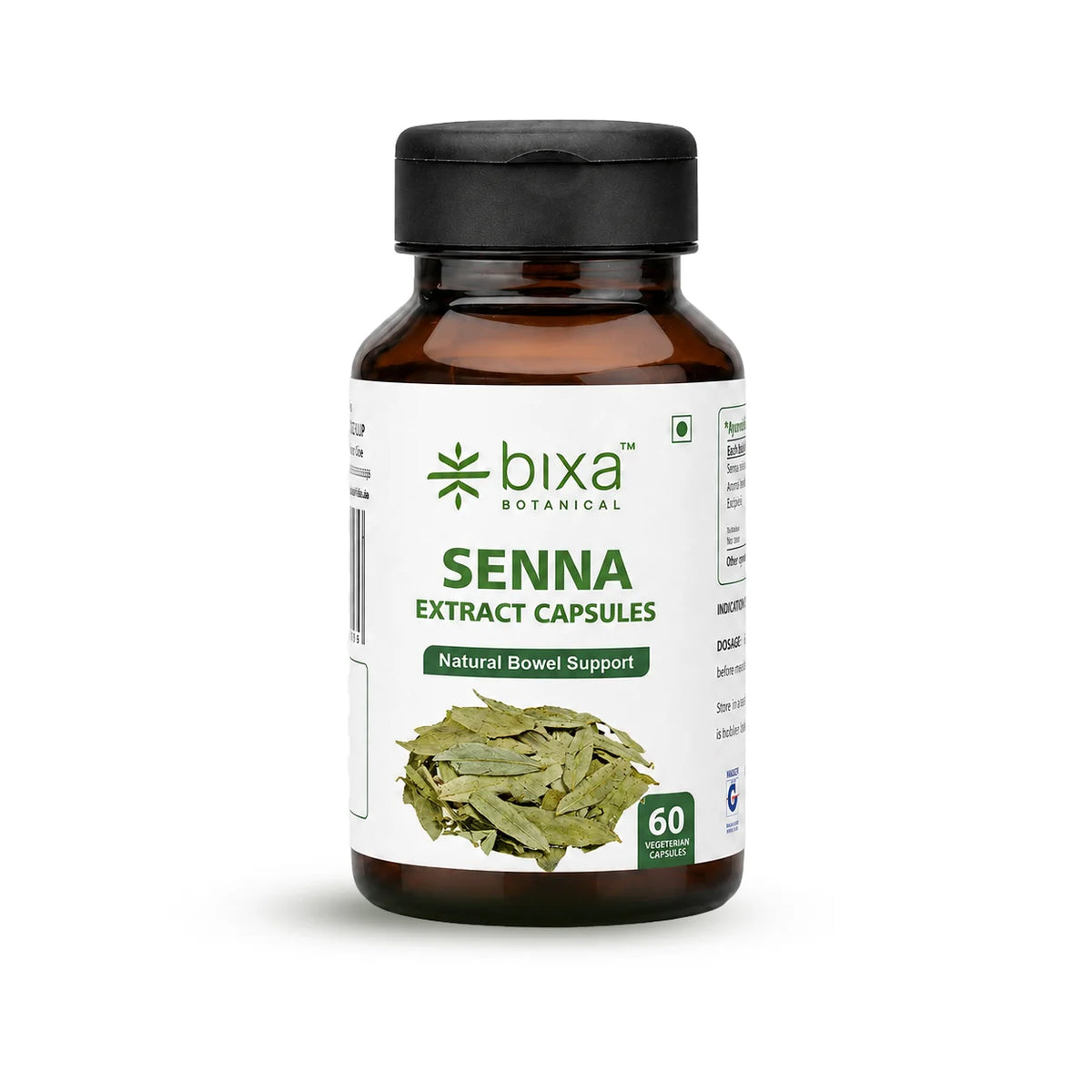 Bixa Botanical Indian Senna Extract (60 Veg Capsules | 450mg) | Standardized to 20% Sennosides for Gentle Laxative Support & Colon Cleanse