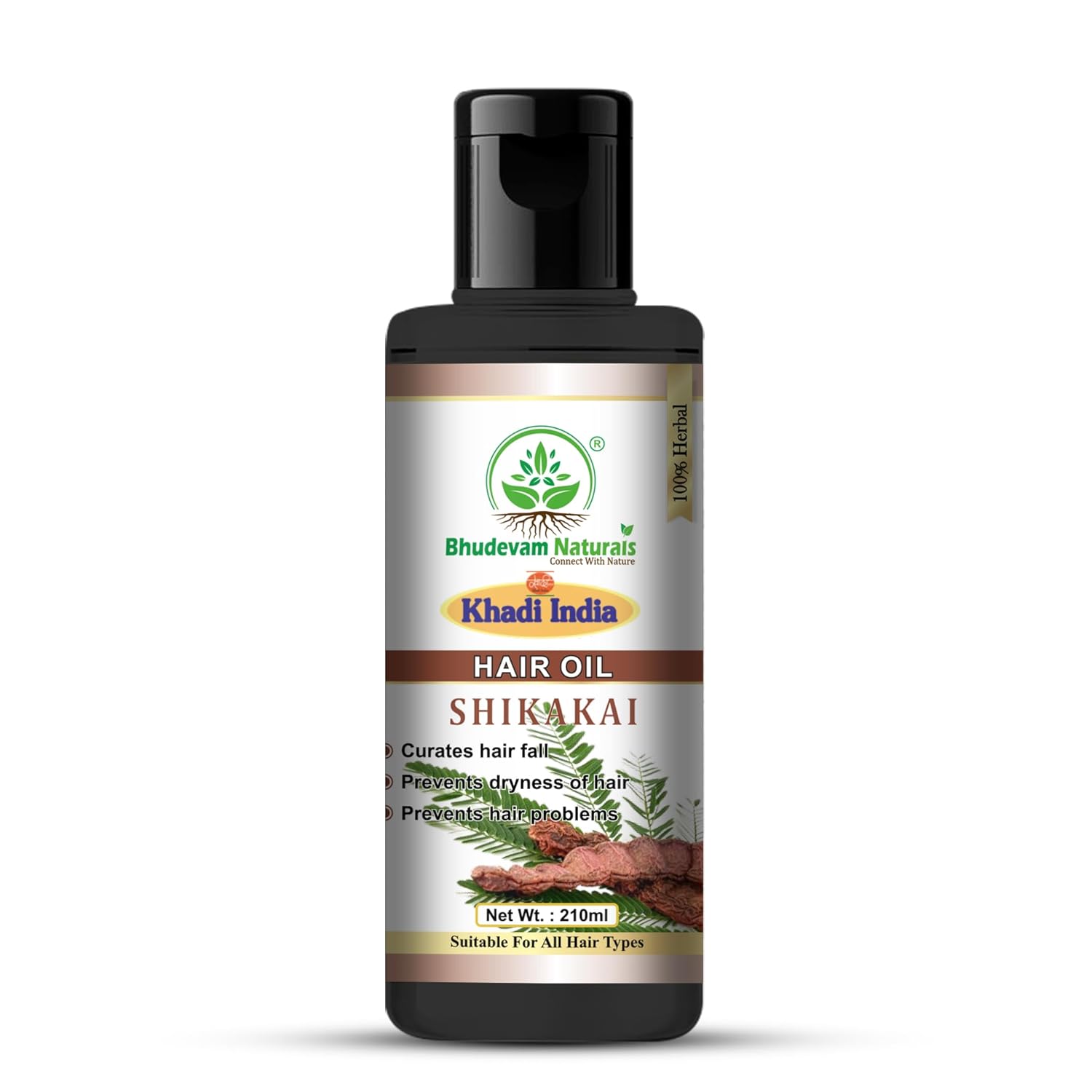 Bhudevam Naturals Khadi Shikakai Hair Oil Deep Conditioning & Hair Strengthening Formula- 210ML