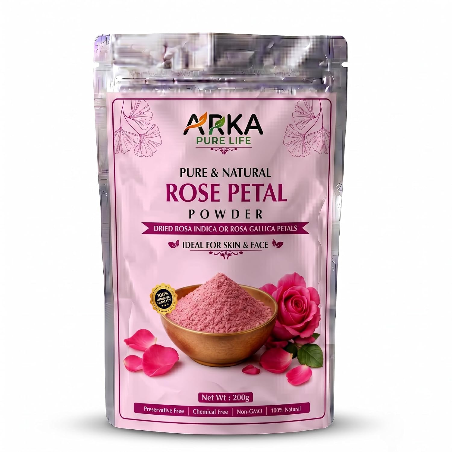 Arka Pure Life Natural Rose Petal Powder – Herbal Face & Skin Care Powder for Refreshing, Soothing & Healthy-Looking Skin – 200g