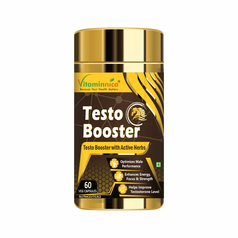 Vitaminnica Testo Booster Capsules - Natural Male Performance & Stamina Support, 60 Count