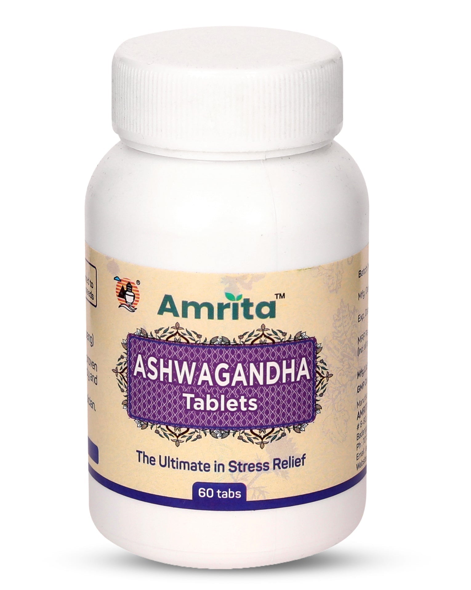 Amrita Ashwagandha Tablets – Ayurvedic Adaptogenic Vitality Support – 60 Tablets
