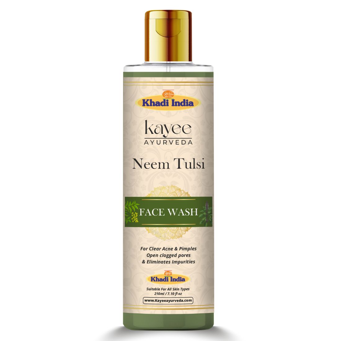 Kayee Ayurveda Neem Tulsi Facial Cleanser for Men & Women | Herbal Face Wash for Daily Skin Care | Neem & Tulsi Formula Helps Cleanse Dirt, Pollution, Excess Oil & Impurities While Supporting a Fresh, Smooth-Looking Complexion | 210 ml