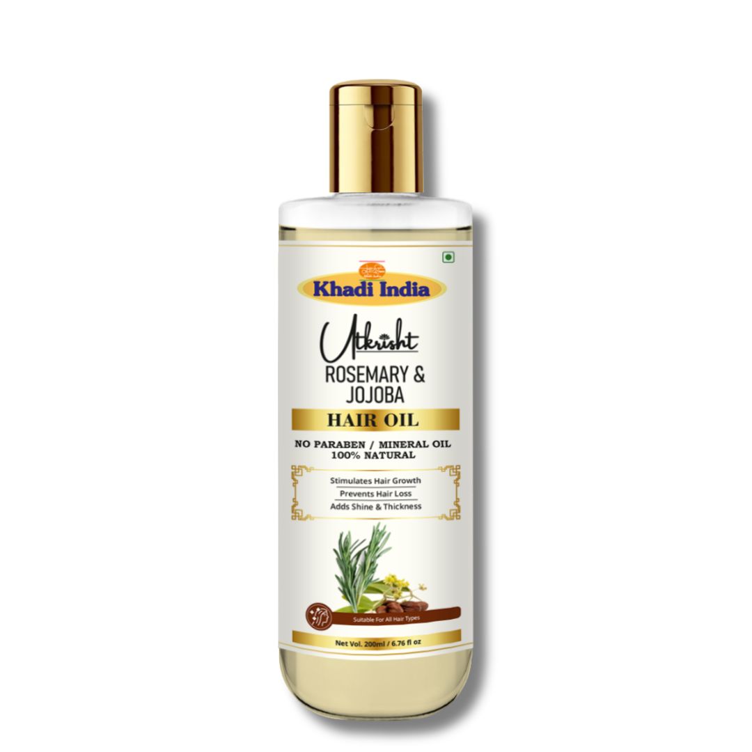 Utkrisht Khadi Pure Rosemary & Jojoba Hair Oil | Lightweight Herbal Formula for Hair Growth, Hair Fall Control & Scalp Balance