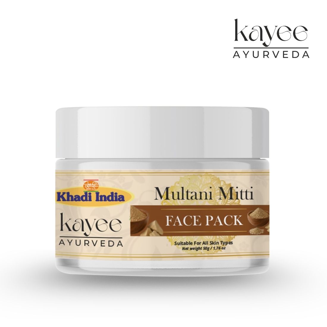 Kayee Ayurveda Multani Mitti Herbal Face Pack for Men & Women | Clay Facial Mask for Oily, Combination & Dull-Looking Skin | Helps Remove Excess Oil, Dirt & Surface Buildup While Supporting a Clean, Smooth & Radiant-Looking Complexion