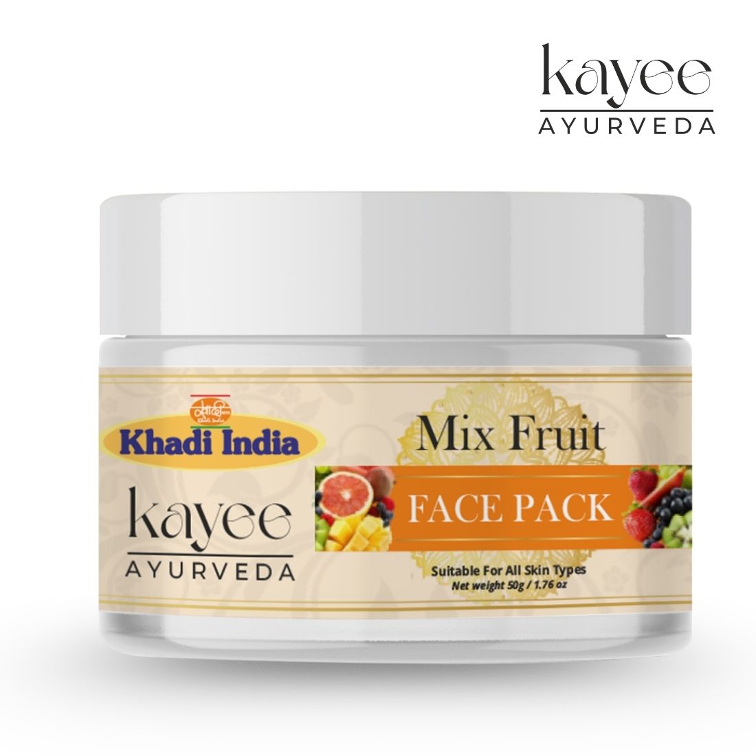 Kayee Ayurveda Mix Fruit Face Pack for Glowing Skin | Herbal Fruit Facial Mask for Normal, Dry, Oily & Combination Skin | Helps Cleanse Surface Impurities, Excess Oil & Buildup While Supporting a Fresh & Radiant-Looking Complexion