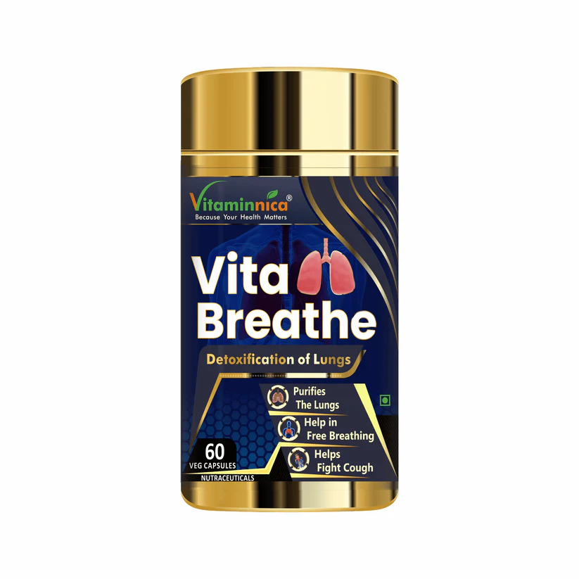 Vitaminnica Vita Breathe Lung Detox Capsules - Respiratory Support & Lung Detox Cleanse, 60 Veg Count
