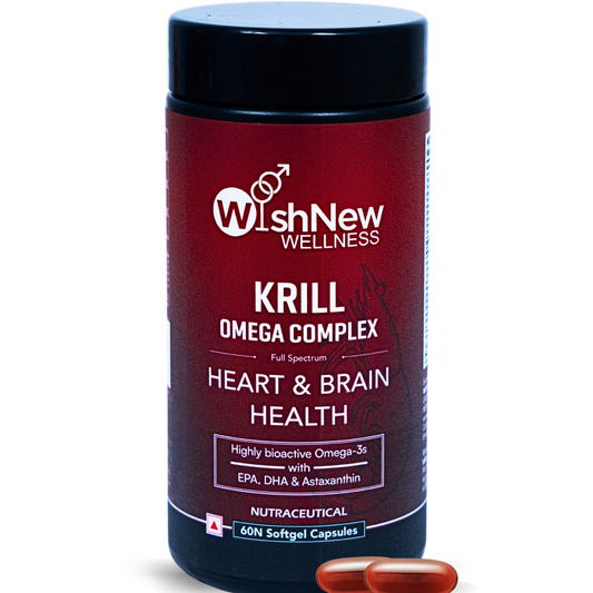 WishNew Wellness KRILL OMEGA COMPLEX Capsules | Heart & Brain Health Formula | 60 Softgel Capsules