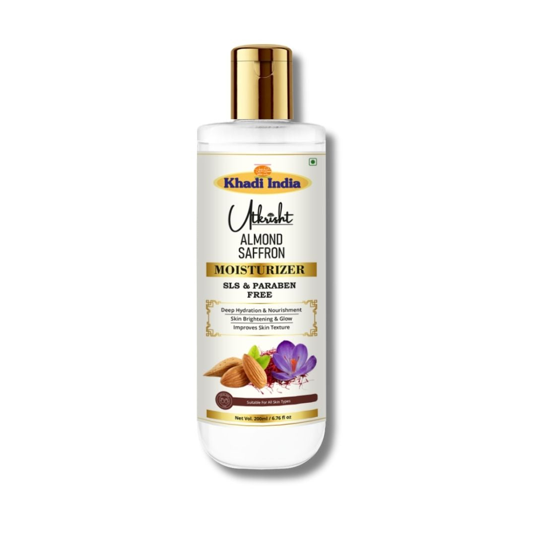 Utkrisht Khadi Pure Almond & Saffron Moisturizer | Deep Nourishing & Brightening Face & Body Cream