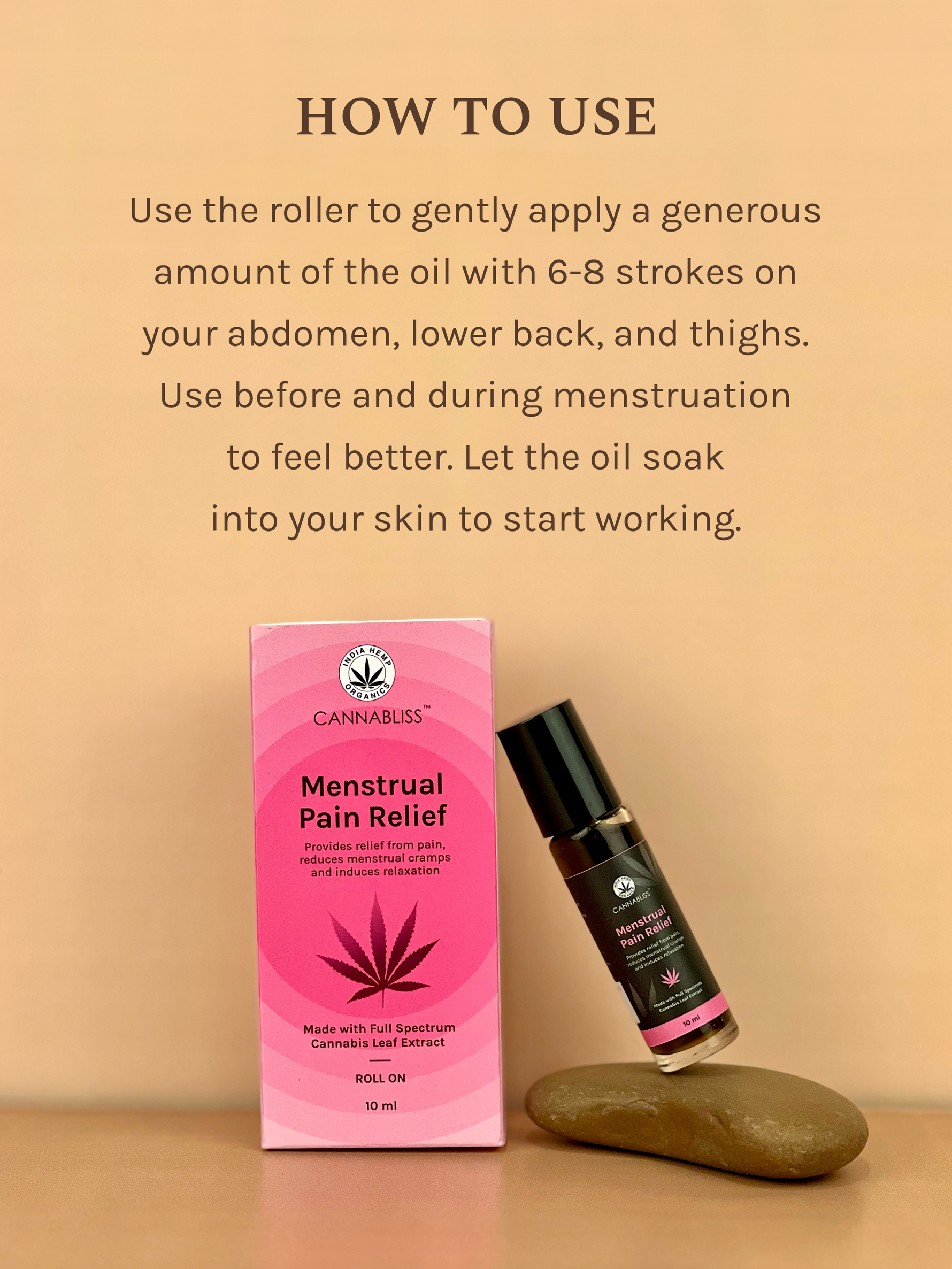 India Hemp Organics Cannabliss Menstrual Pain Relief Roll On Oil - 10ml