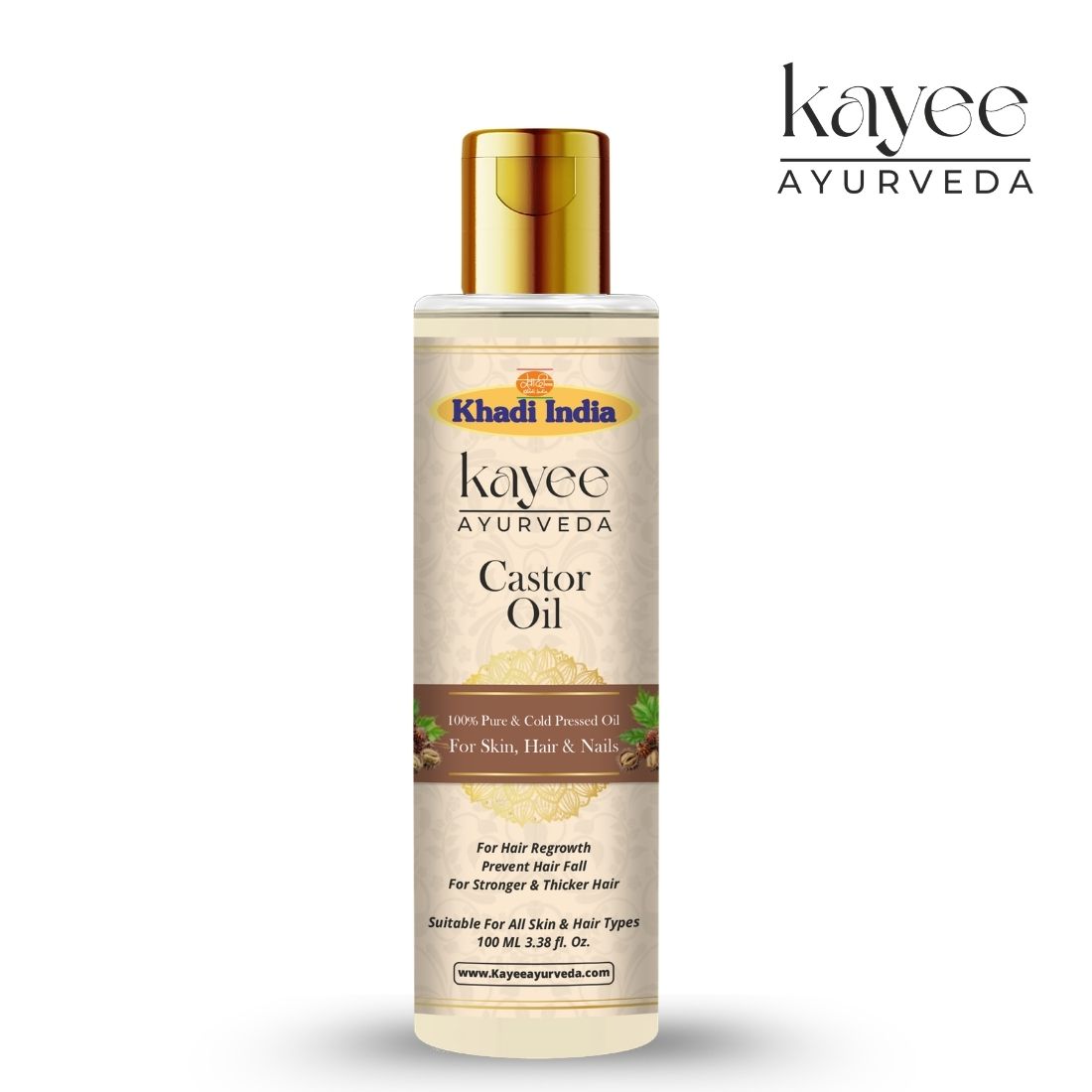 Kayee Ayurveda Castor Oil for Skin, Hair & Nails | 100% Pure Castor Oil for Hair & Scalp Nourishment, Skin Moisturizing, Nail & Cuticle Care | Multi-Purpose Natural Beauty Oil for Men & Women | 100 ml