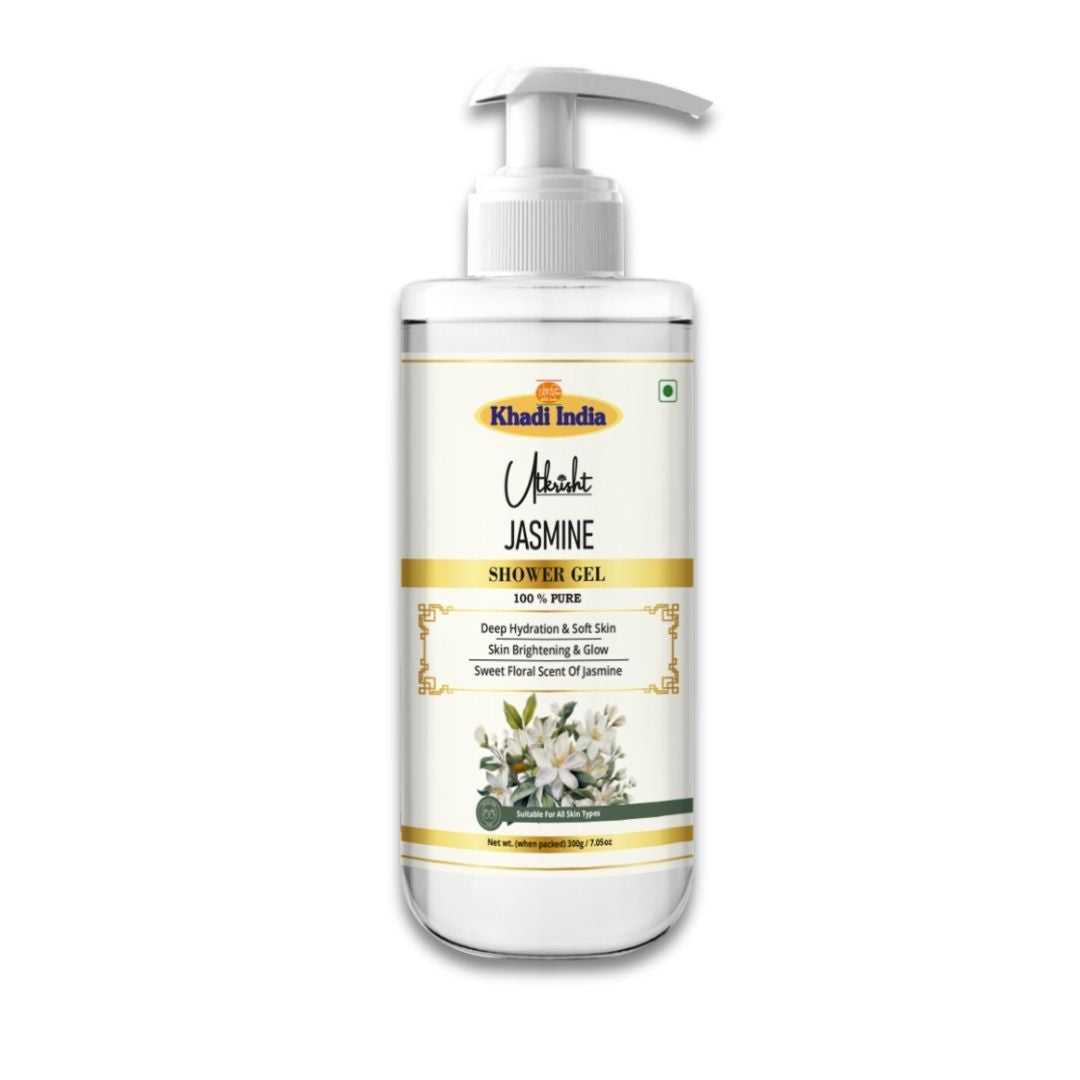 Khadi Jasmine Shower Gel | Herbal Body Wash with Jasmine | Gentle Cleansing & Moisturizing Body Wash for Soft, Smooth & Glowing-Looking Skin | Refreshing Floral Aroma | Paraben-Free | For All Skin Types | 300 ml