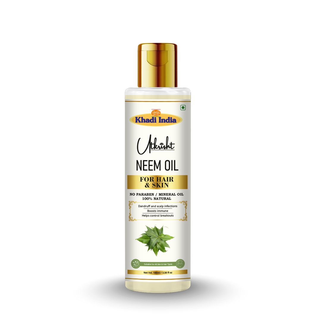 Utkrisht Khadi Pure Neem Oil | For Hair & Skin | Anti-Dandruff, Hair Fall Control & Scalp Nourishment