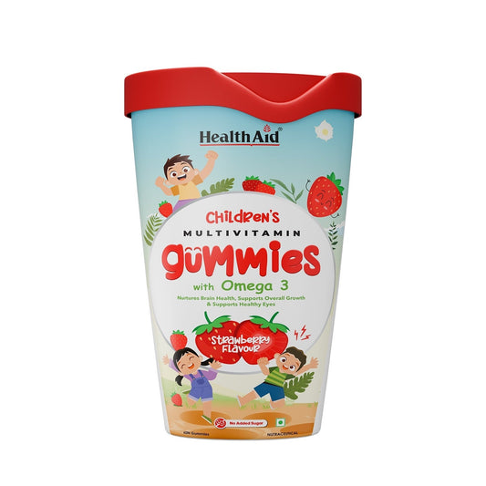 HealthAid Children's Multivitamin Gummies with Omega 3 (Strawberry Flavour) - 60 Gummies