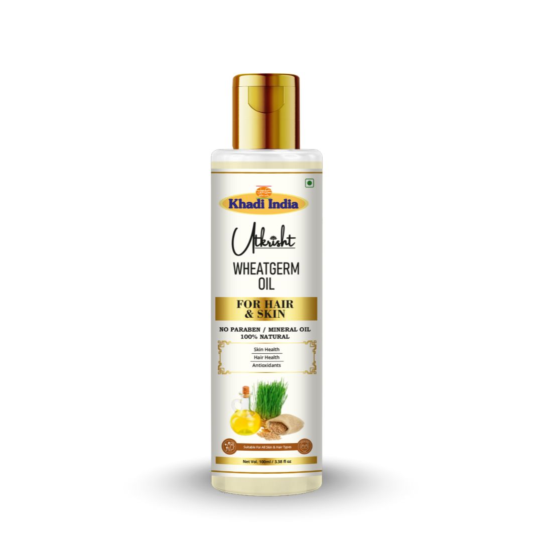 Utkrisht Khadi Pure Wheatgerm Hair Oil | Deep Nourishment for Dry & Damaged Hair, Strengthening & Hair Fall Control