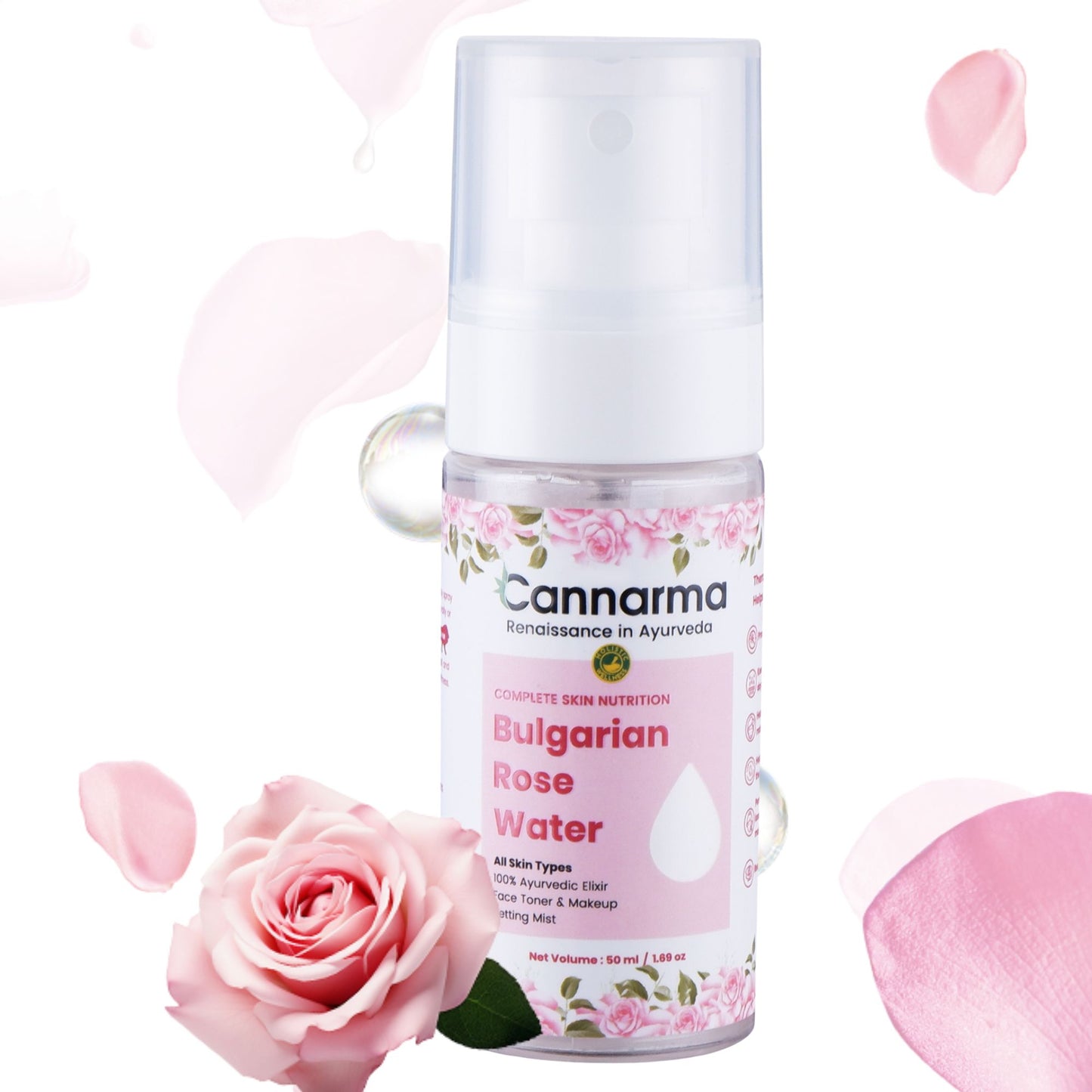 Cannarma Bulgarian Rose Water Complete Skin Nutrition Natural Skin Toner Spray - 50ml