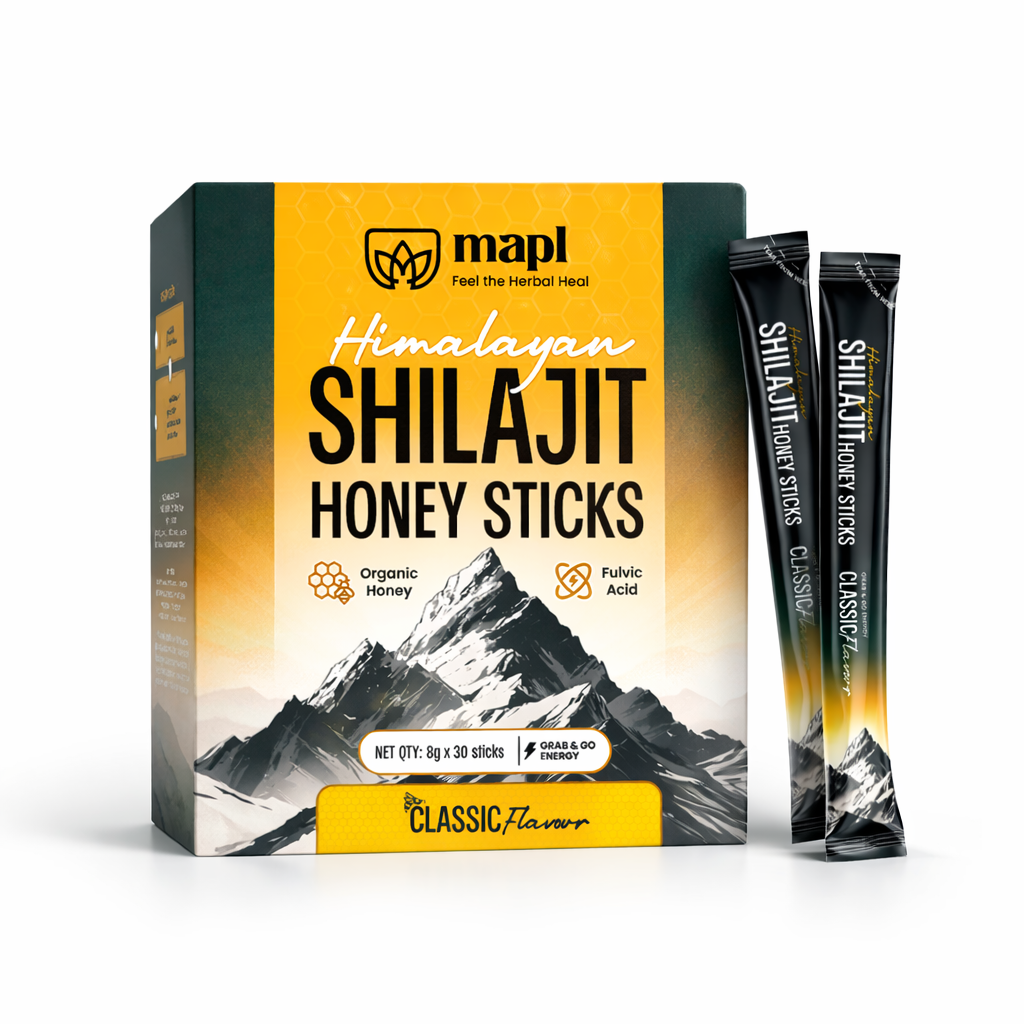 MAPL Shilajit Honey Sticks | Himalayan Shilajit Resin with Natural Honey | Boosts Energy, Vitality & Immunity | 30 Single-Serve Sticks