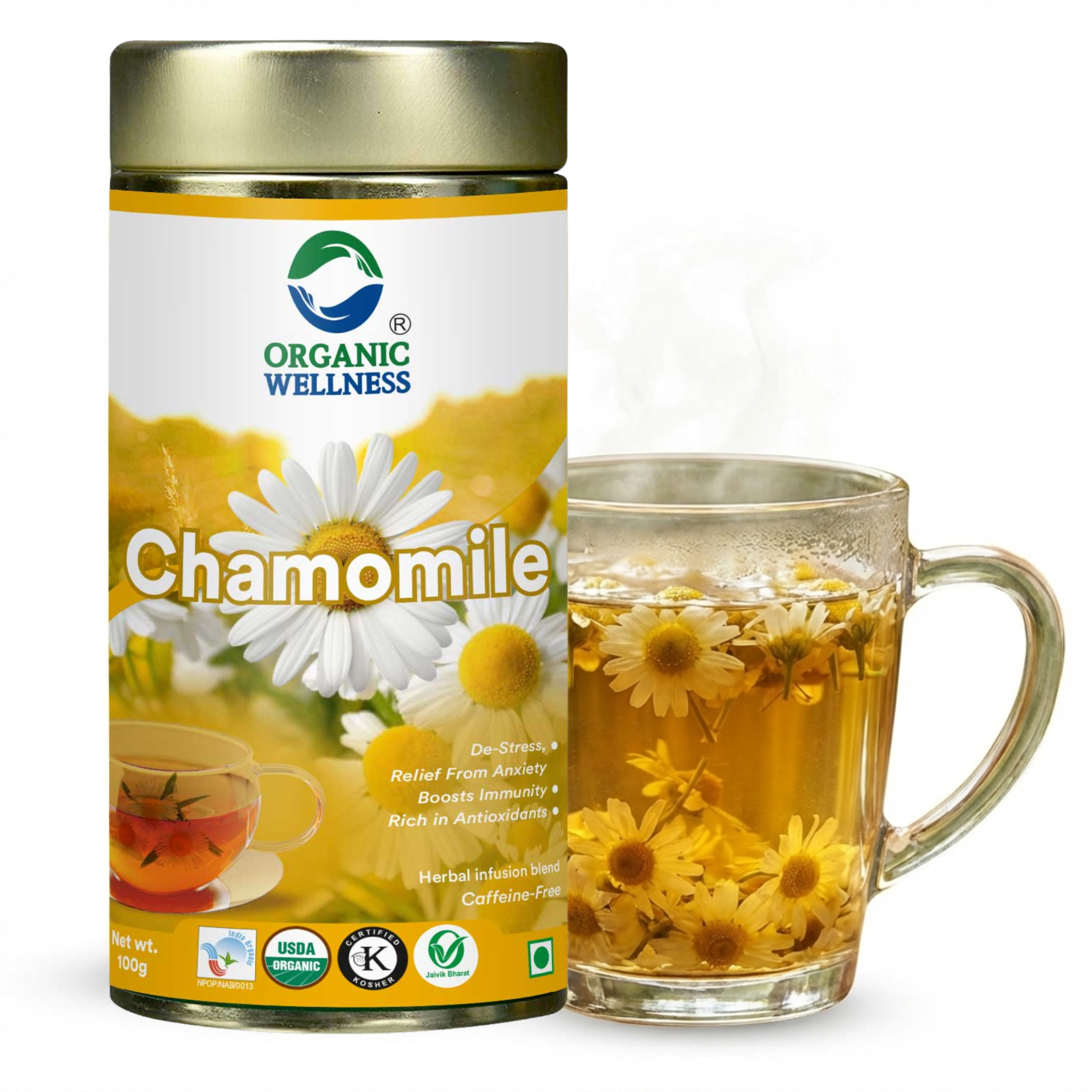 Organic Wellness Blossom Chamomile 100 grams Tin Pack
