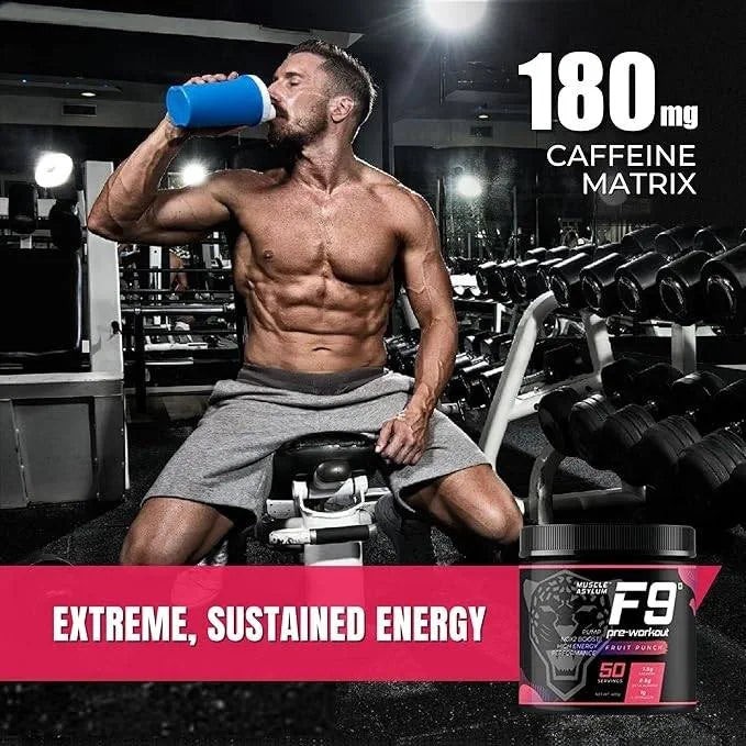 Muscle Asylum F9 Pre-Workout Fruit Punch - 50 Serving - 400gm