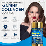 Vitaminnica Marine Collagen Capsules - Hydrolyzed Peptides for Skin, Hair & Joints, 60 Count