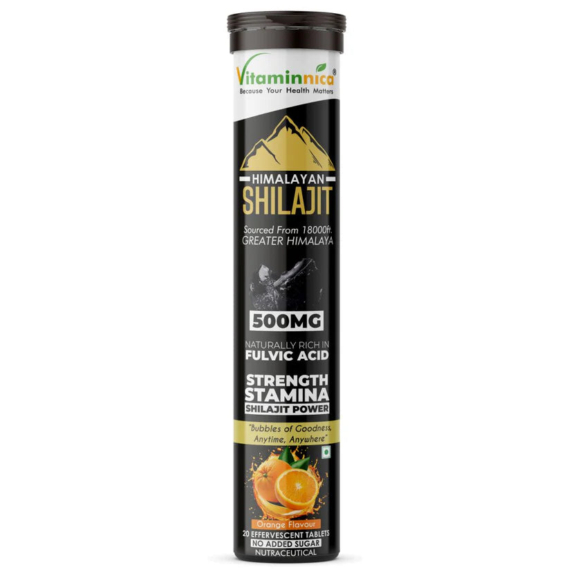 Vitaminnica Himalayan Shilajit Effervescent Tablets - Energy, Strength & Stamina, 20 Count