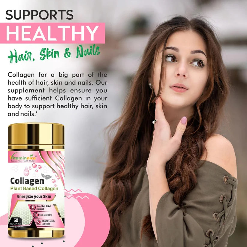 Vitaminnica Plant Based Collagen Capsules - Vegan Builder with Vitamin C & Hyaluronic Acid, 60 Count