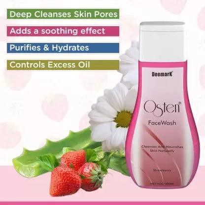Deemark Osten Facewash Combo -  Strawberry Facewash - 100 ml & Neem Tulsi Facewash - 100 ml