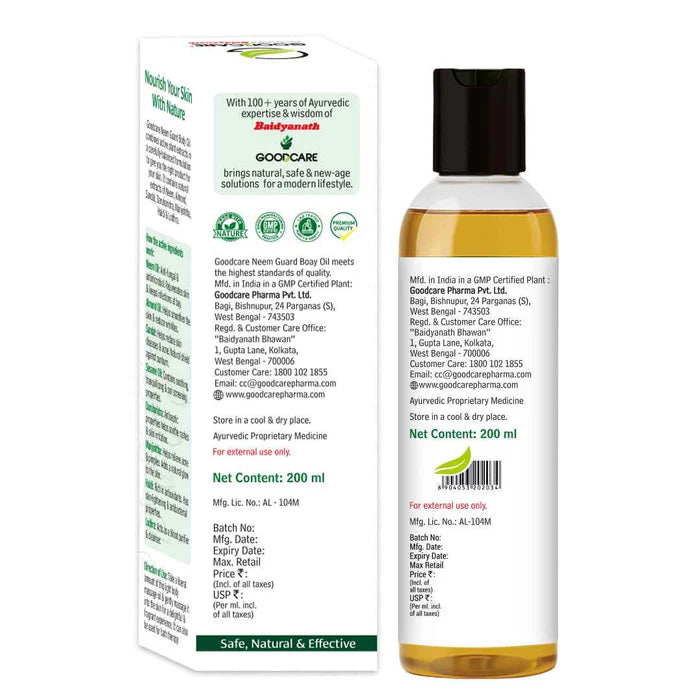 Goodcare Neem Guard Body Oil - 200ml | Ayurvedic Skin Care & Protection