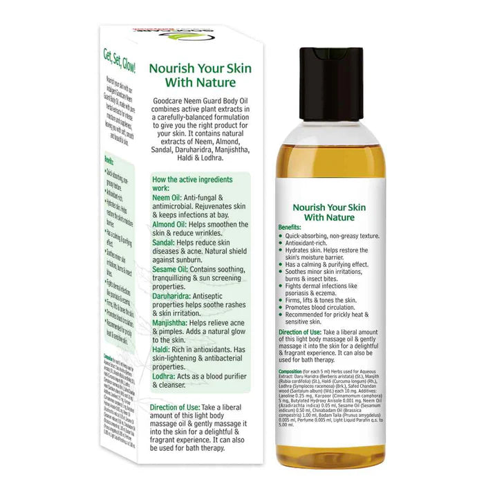Goodcare Neem Guard Body Oil - 200ml | Ayurvedic Skin Care & Protection