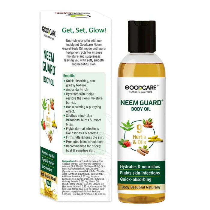 Goodcare Neem Guard Body Oil - 200ml | Ayurvedic Skin Care & Protection