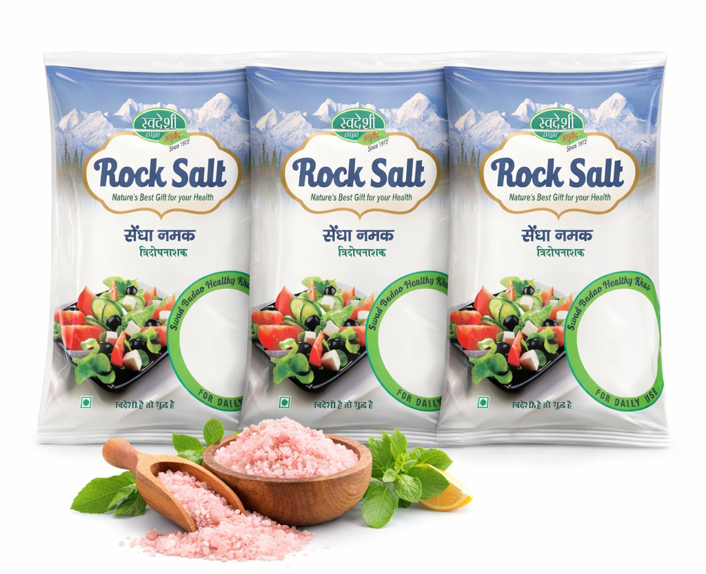Pack of 3 Rock Salt 1 kg for Mineral Salt for Digestive & Everyday Wellness.