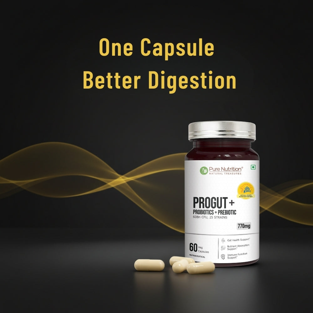 CSK Limited Edition Pure Nutrition Progut+ Probiotics 60 Billion CFU Capsule for Digestion & Gut Health | 60 Capsule