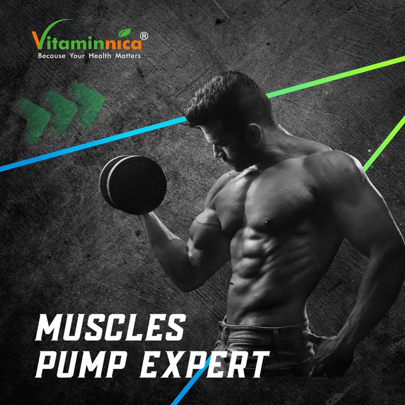 Vitaminnica Pump Expert Arginine AAKG Capsules - Nitric Oxide Muscle Pump Booster, 60 Count