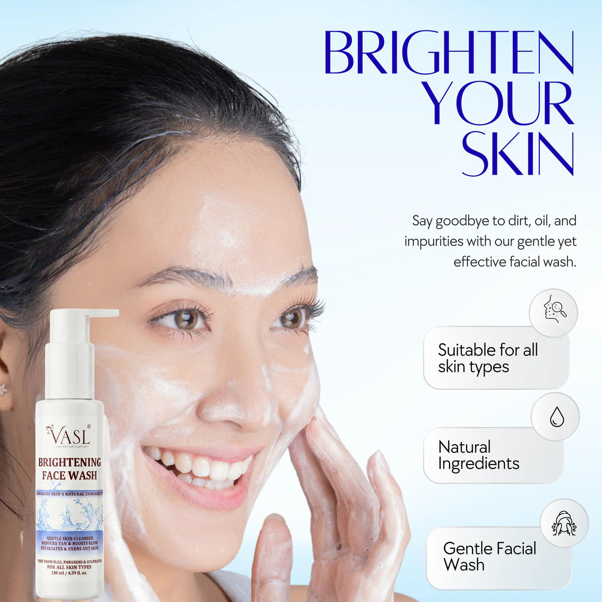 VASL Brightening Face Wash - Radiant Skin Cleanser for Glowing Even Tone