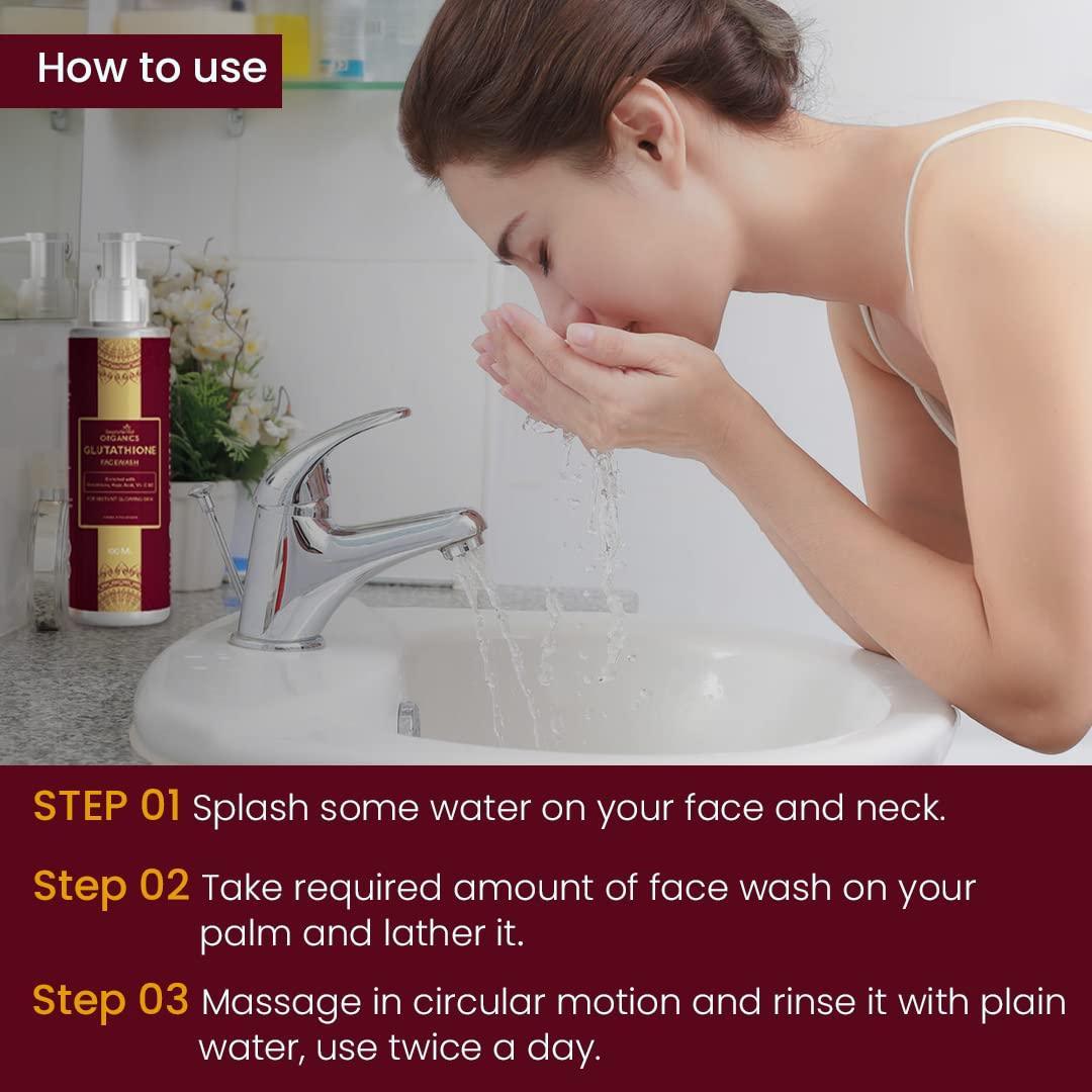 Simply Herbal Glutathione Face Wash with Vitamin C & E, Kojic Acid | Oil Control & Cleansing | Hydrating Daily Face Wash - 100ml