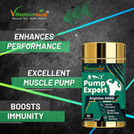 Vitaminnica Pump Expert Arginine AAKG Capsules - Nitric Oxide Muscle Pump Booster, 60 Count