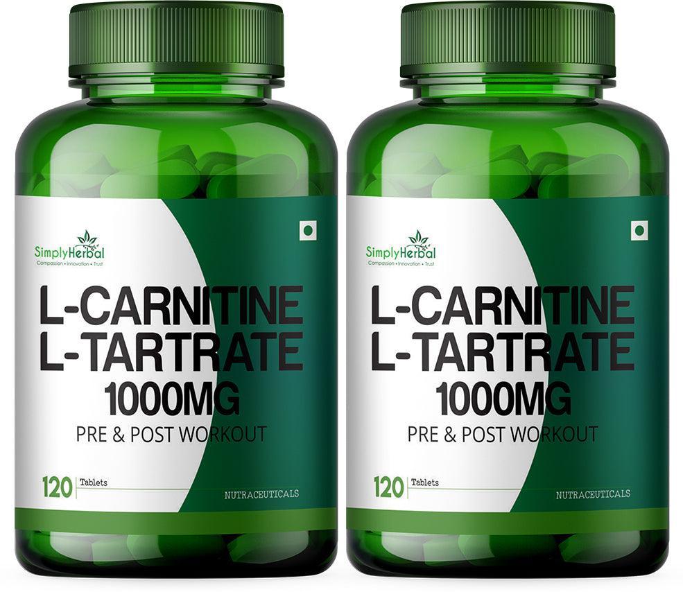 Simply Herbal L-Carnitine Pre & Post Workout Supplement Tablets 1000mg - 120 Tablets