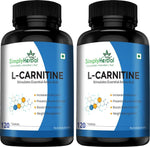 Simply Herbal L-Carnitine 500mg Tablet | Amino Acid for Endurance, Weight Management & Muscle Function | (120 Tablets)