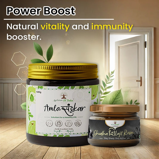 Aachman Veda Amla Sanskar With Shilajit Resin Combo