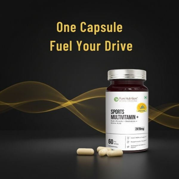 CSK Limited Edition Pure Nutrition Sports Multivitamin+ Tablets | Multivitamins, Minerals, Electrolytes & Amino Acids | 60 Veg Tablets