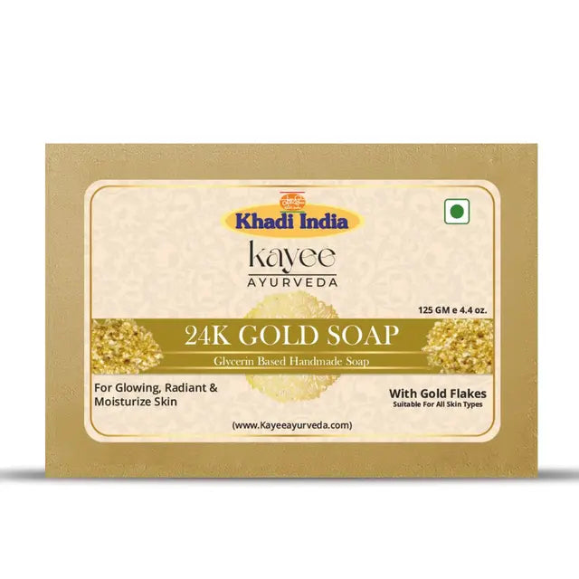 Kayee Ayurveda 24K Gold Soap for Men & Women | Premium Herbal Bathing Soap for Cleansing, Freshness & Radiant Looking Skin | Luxury Gold Bath Soap for Daily Body Care