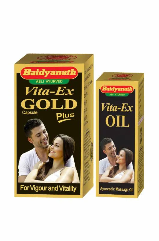 Baidyanath (Jhansi) Vita-Ex Gold Plus 20 Capsule & Vita-Ex Oil 15ml Combo