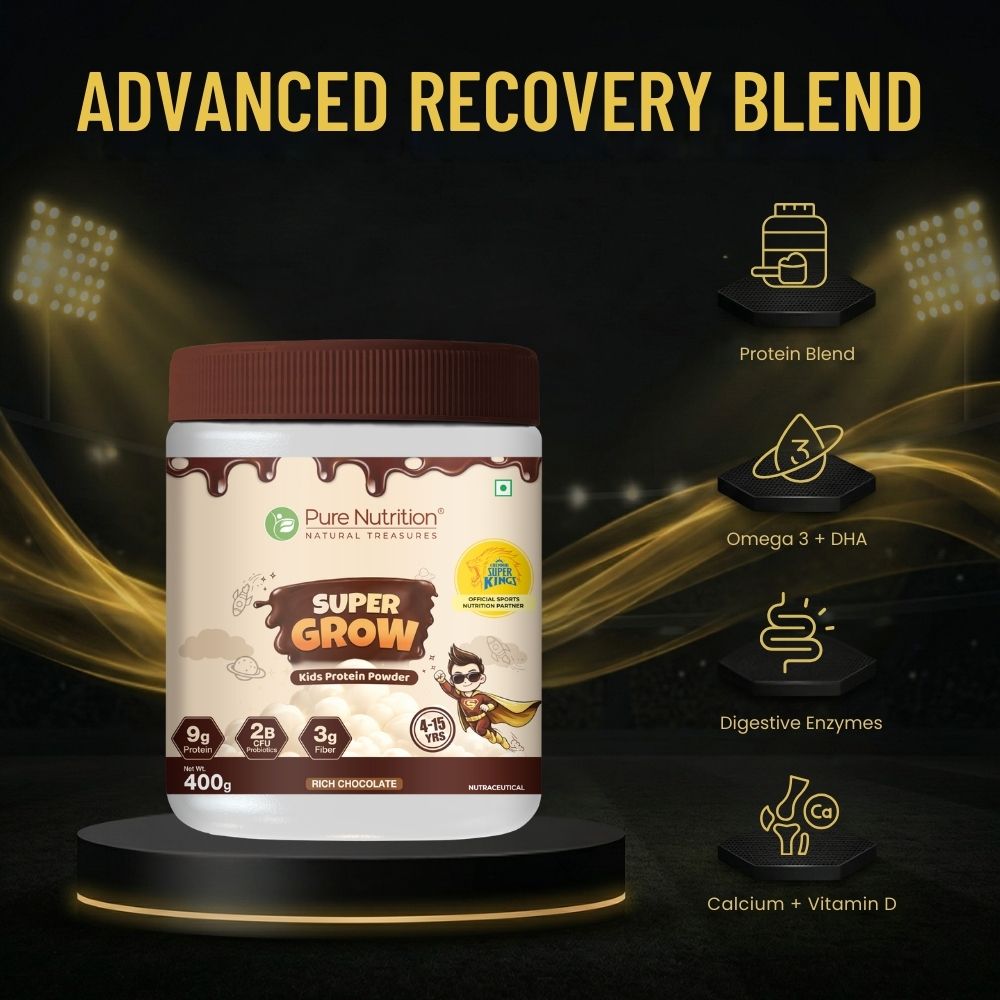 CSK Limited Edition Pure nutrition Super Grow- kids Protein Powder 04-15 yr 400 Gm