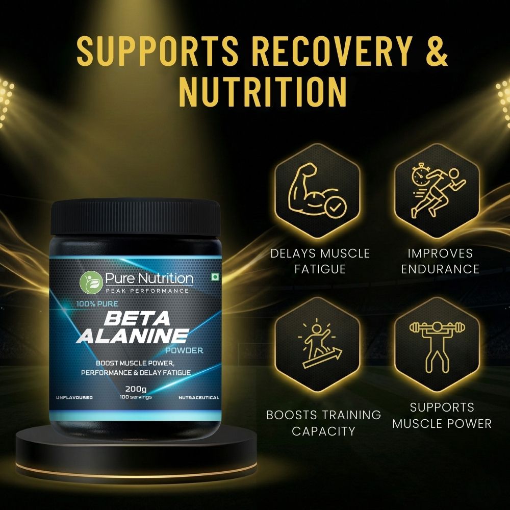 Pure Nutrition Pure Beta Alanine Powder – 200g Unflavored | Pre-Workout Supplement for Muscle Power