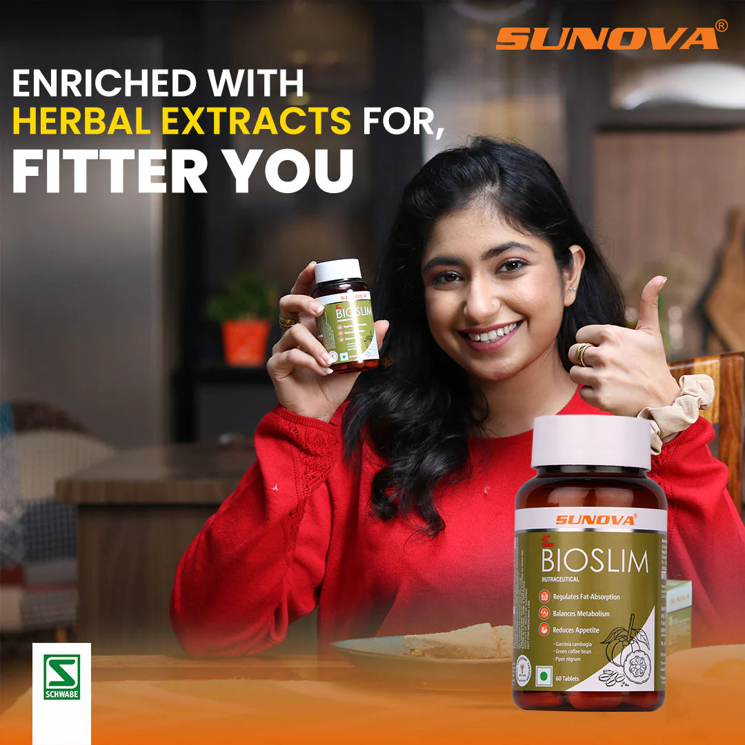 Sunova Bioslim Tablet for Weight Management | Manages Metabolism & Appetite - 60 Tablets