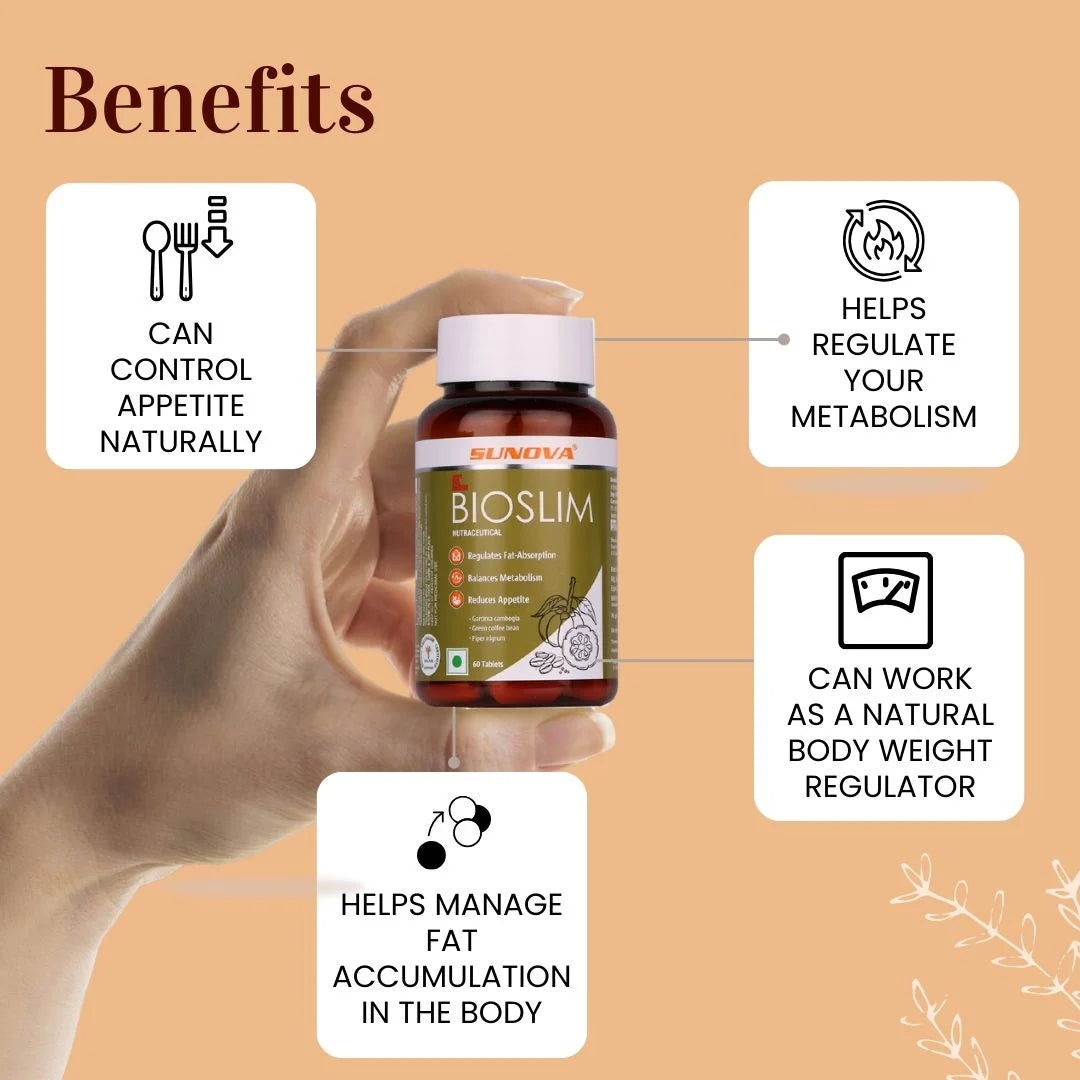Sunova Bioslim Tablet for Weight Management | Manages Metabolism & Appetite - 60 Tablets