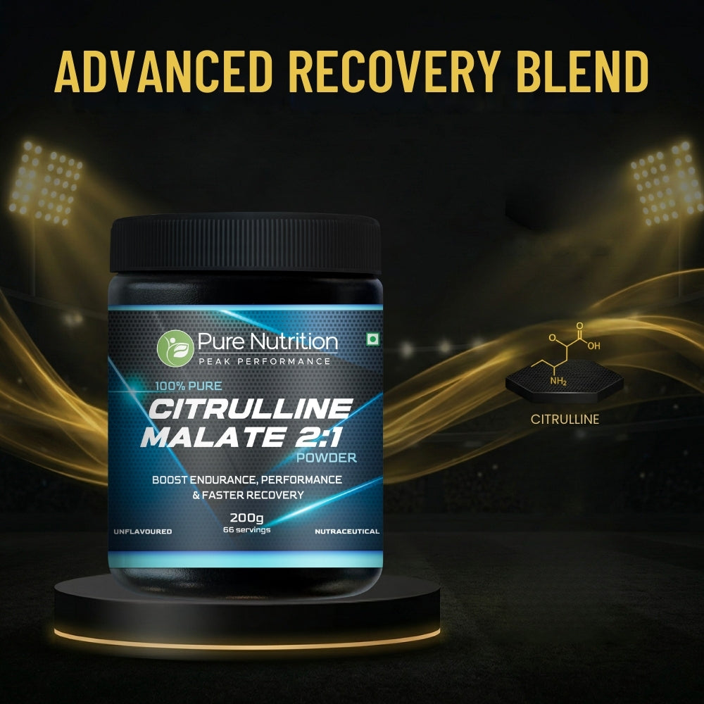 Pure nutrition L Citrulline DL Malate 2:1 Powder (Unflavoured) Faster Recovery & Reduce Muscle Fatigue - 200gm